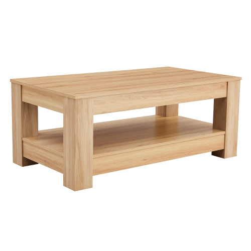 Double-Layer MDF Coffee Table, 250lbs Load Capacity