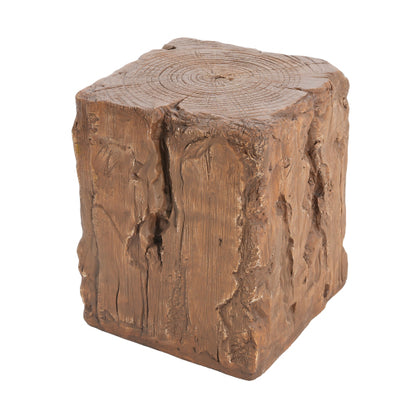 Amira Outdoor And Indoor Stump Shape MGO Side Table, Brown Finish