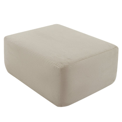 Camel Corduroy Modular Ottoman, Zero Assembly Soft Upholstered Multiuse Footrest for Modern Living Space