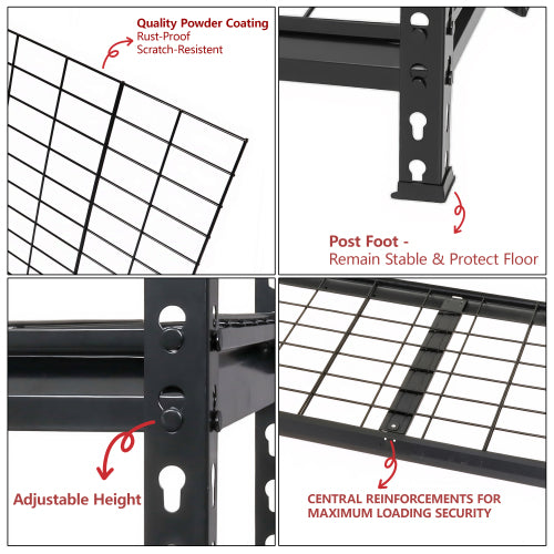 5 Tier Heavy Duty Storage Shelves Garage Shelving 2250 lb Load Boltless Assembly Black