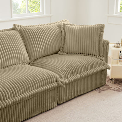 Camel Corduroy Modular Ottoman, High Resilience Sponge Foot Stool with Removable Washable Cover