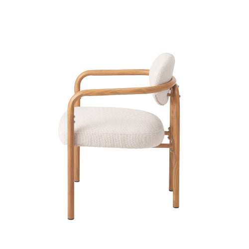Dining Chairs Set of 2, Beige Upholstered Chairs with Maple Grain Metal Frame
