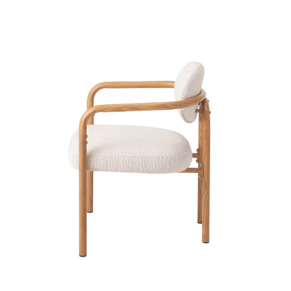 Dining Chairs Set of 2, Beige Upholstered Chairs with Maple Grain Metal Frame