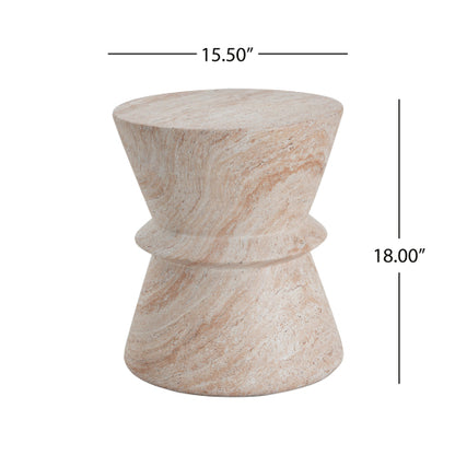 Outdoor/Indoor Lightweight Concrete Side Table,Travertine Finish