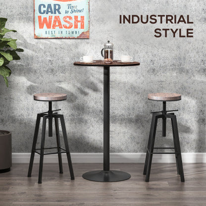 42inch   H Bar Height Round Bar Table, Rustic Industrial Pub Table, Elm Wood Top Bistro Table with Metal Base