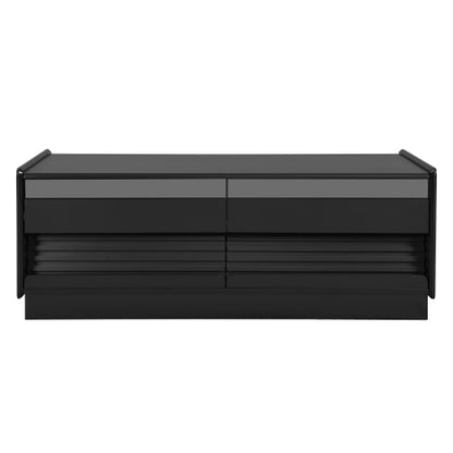 47.2 Inch Fluted Coffee Table with Drawers & Glass