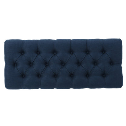 Classic Button Tufted Upholstered Ottoman Bench, Traditional Diamond Stitch Footrest with Half-Circle Legs