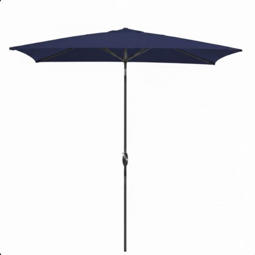 6.5 x 10 ft Navy Blue Rectangular Patio Umbrella with Crank, Tilt, Polyester UV-Resistant Canopy for Pool, Backyard & Patio (Without base)