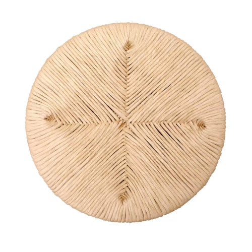 Hand Woven Bar Stools with Back Set of 2 Paper Rope Round Barstools with Footrest for Kitchen Island & Dining Rooms (Black & Honey)