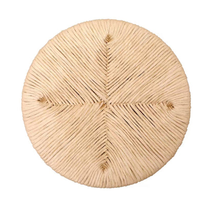 Hand Woven Bar Stools with Back Set of 2 Paper Rope Round Barstools with Footrest for Kitchen Island & Dining Rooms (Black & Honey)