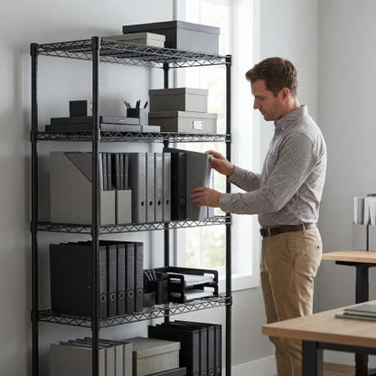 5-Tier Heavy Duty Metal Wire Shelving Rack with Adjustable Shelves