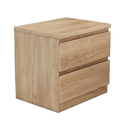 19.7inch Natural Wood Nightstand with 2 Drawers, Handle Free Bedroom Storage Side Table