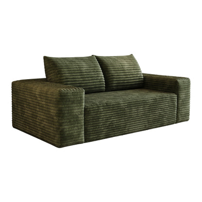 63-Inch Green Corduroy Deep-Seat Loveseat Sofa No-Assembly for Living-Room Bedroom Apartment Conference Room