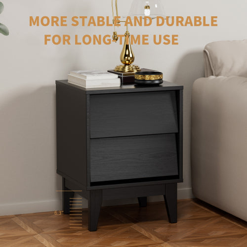 2 Set Nightstands Features Vintage-style and Bevel Design, Made of MDF, Mid Century Modern Nightstand, Night Stand for Bedroom