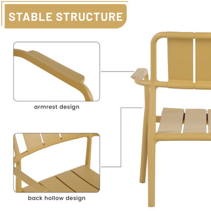 Holiday - 2-Piece PP Single-Seater Chairs + Coffee Table Set – Indoor/Outdoor Multi-Purpose Furniture for Living Room, Balcony, Beach (No Assembly Chairs, Easy Setup Table) – Polypropylene, Yellow