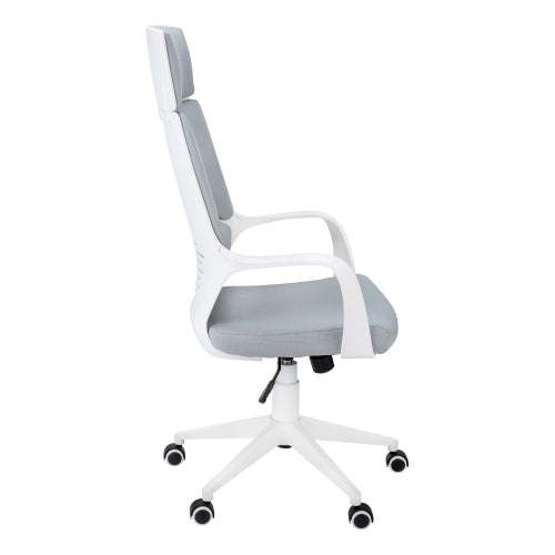Office Chair, Adjustable Height, Swivel, Ergonomic, Armrests, Computer Desk, Work, Grey Mesh, White Metal, Contemporary, Modern