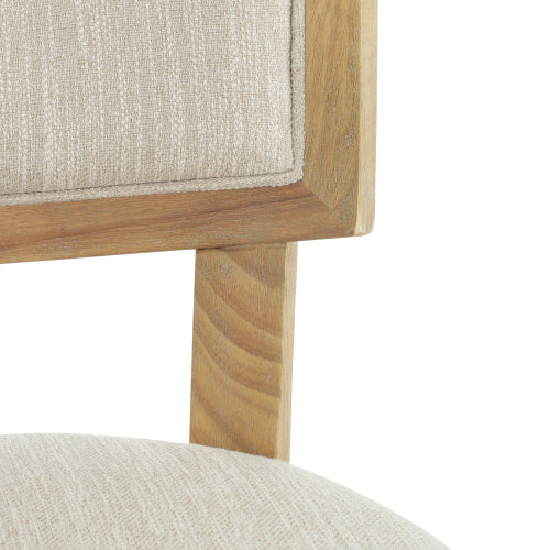 Fabric Upholstered Farmhouse Dining Side Chairs Set of 2, Rubberwood Frame