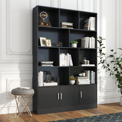 70.87 Inch Tall 10-Cube Bookshelf With 3 Closed Doors Home Storage Cabinet