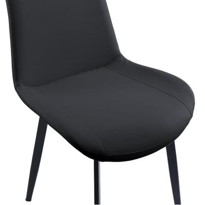 Set of 2 Black PU Leather Dining Chairs, Carbon Steel Metal Legs 330 LBS Weight Capacity