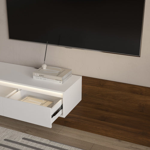 Modern Wooden LED TV Stand 16 RGB Light Modes Large Storage Media Console for Living Bedroom