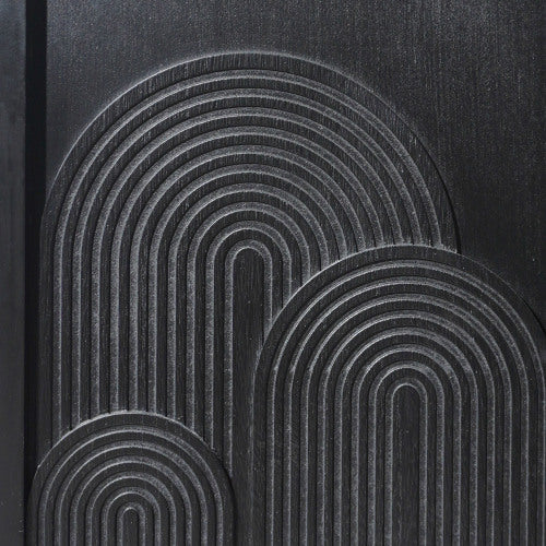 Modern Black Wood Storage Cabinet, 31in Accent Cabinet with Embossed Door for Living Room, Bedroom, or Entryway