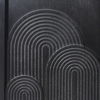 Modern Black Wood Storage Cabinet, 31in Accent Cabinet with Embossed Door for Living Room, Bedroom, or Entryway