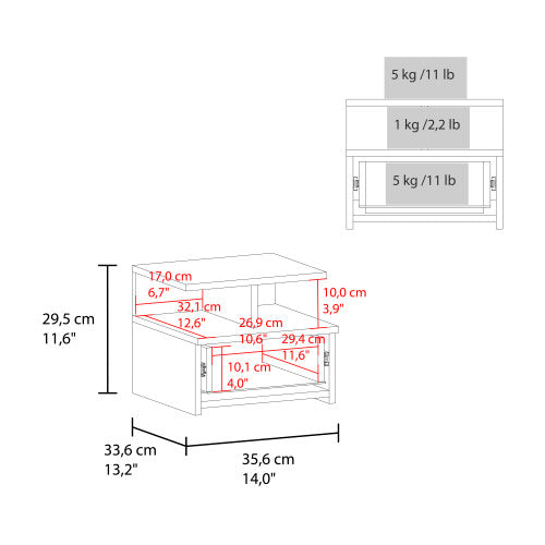 Blue Floating Nightstand with 1 Drawer & 2 Lower Shelves