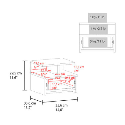 Blue Floating Nightstand with 1 Drawer & 2 Lower Shelves