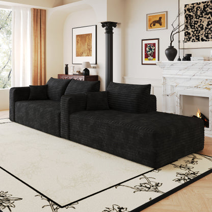 103 inch  Black L-Shape Cloud Deep-Seat Corner Sectional Sofa, No Assembly