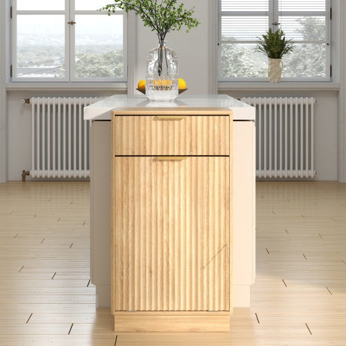 Woodgrain Tilt-Out Trash Can Cabinet with Drawer