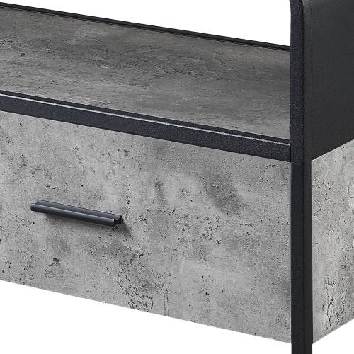 Concrete Grey & Black 39.5 Inch Curved TV Stand with 2 Drawers for 42 Inch TV