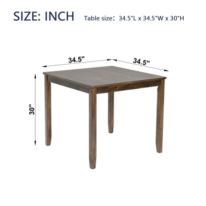 Modern Square Wood Dining Table with Solid Wood Legs and Walnut Finish