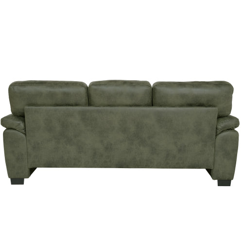 81 inch  Olive-Green 3-Seater Retro Foil-Fabric Sofa,Padded Armrests,Black Triangle Legs
