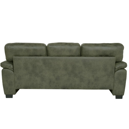 81 inch  Olive-Green 3-Seater Retro Foil-Fabric Sofa,Padded Armrests,Black Triangle Legs