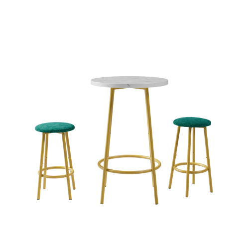 3-Piece Bar Table Set with 2 Bar Stools Modern Pub Table