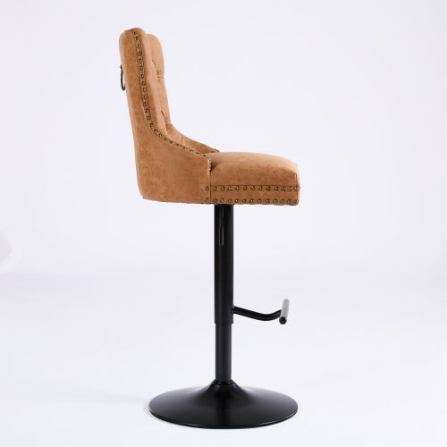 Aged and Retro PU Swivel Barstools Adjusatble Seat Height from 26-33 Inch, Modern Bar Stools with Backs Comfortable Tufted for Home Pub and Kitchen Island (Orange,Set of 2)