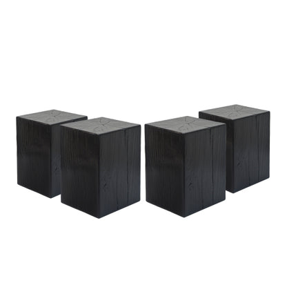 Wood-Look Square-Column MGO End Table, H18",Wood-Like Distressed Finish, Mix with Different Heights, Indoor Outdoor Use,Black Color