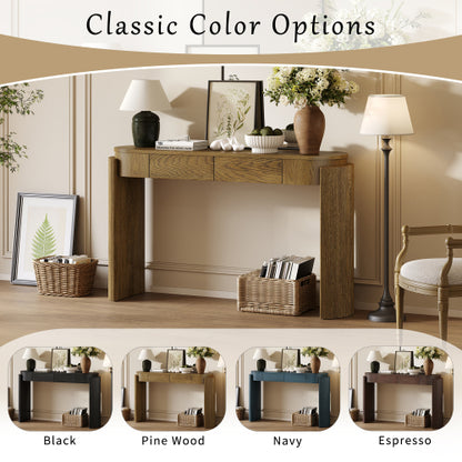 Retro Minimalist Curved Sideboard with Gold Handles and Adjustable Dividers for Living Room or Dining Room (Antique Black)