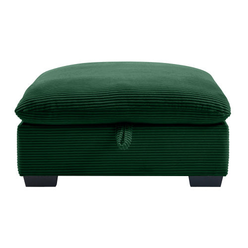 Green Corduroy Modular Ottoman Footrest, Mix & Match L U Shape Sectional Sofa