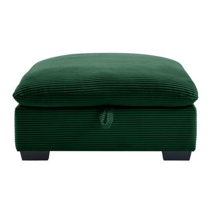 Green Corduroy Modular Ottoman Footrest, Mix & Match L U Shape Sectional Sofa