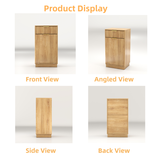 Woodgrain Tilt-Out Trash Can Cabinet with Drawer