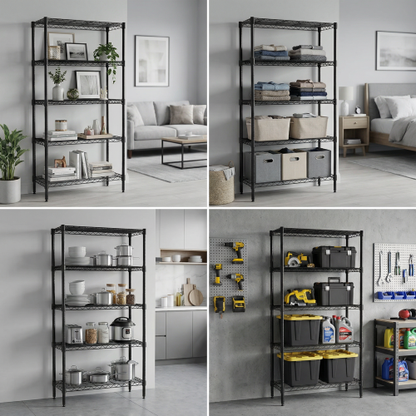 5-Tier Heavy Duty Metal Wire Shelving Rack with Adjustable Shelves