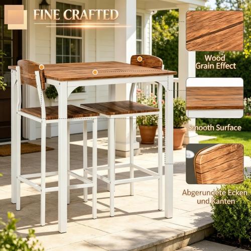 3-Piece Bistro Dining Set with Square Table and 2 Stools for Small Spaces