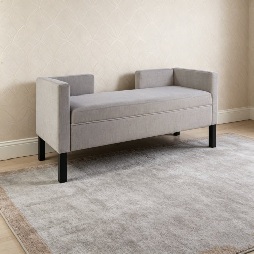 47" Ottoman with Storage,Upholstered Entryway Bench for Bedroom and Living Room,End of Bed Bench with Metal Base, Grey. Modern style