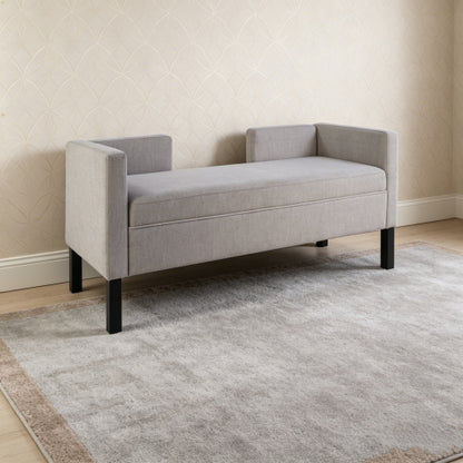 47" Ottoman with Storage,Upholstered Entryway Bench for Bedroom and Living Room,End of Bed Bench with Metal Base, Grey. Modern style