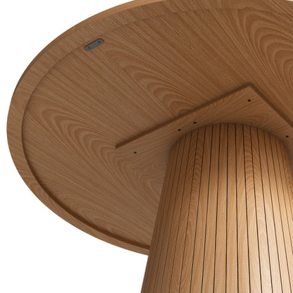47 Inch Round Farmhouse Dining Table, Oak Finish