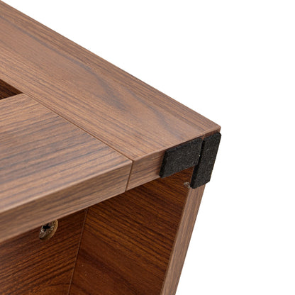 Expandable MDF Dining Table with Storage, Black Tabletop