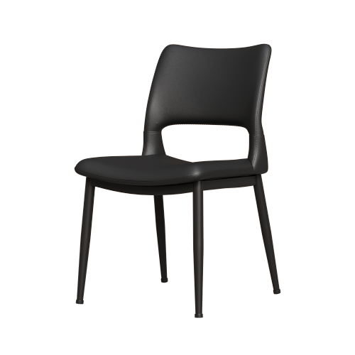 Set of 2 Modern Black PU Leather Dining Chairs, Stable Metal Frame Multi-Space Armless Side Chairs