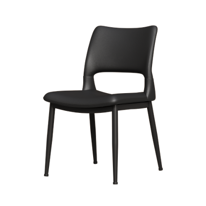 Set of 2 Modern Black PU Leather Dining Chairs, Stable Metal Frame Multi-Space Armless Side Chairs