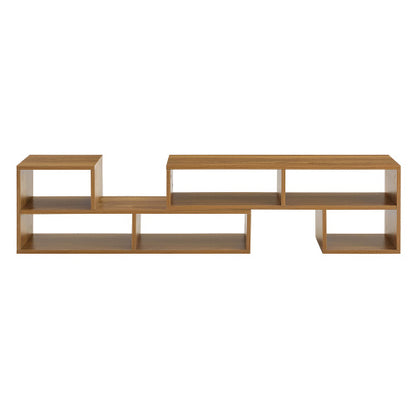 Extendable Rustic Wood Grain Modular TV Stand Freestyle Combination Open Cubby Media Console